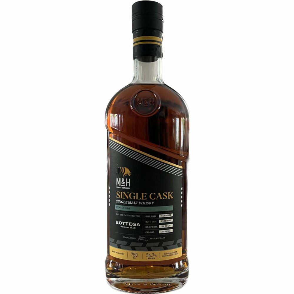 M&H Single Cask Peated STR- Milk And Honey Distillery (54.7%) Bottled for Bottega (Cask No 2018-0526)